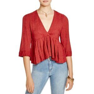 Free People Rust Cropped Ruffle Top XS